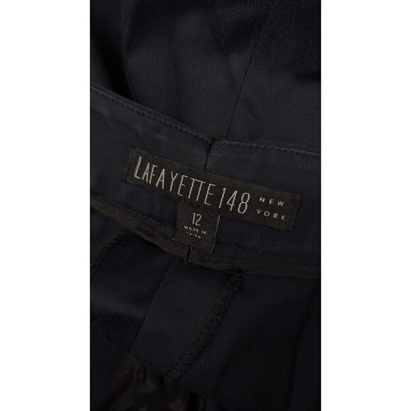 Lafayette 148‎ NY Wide Leg Solid Black Zip Tab Career Work Pants Size 12 - Picture 6 of 10